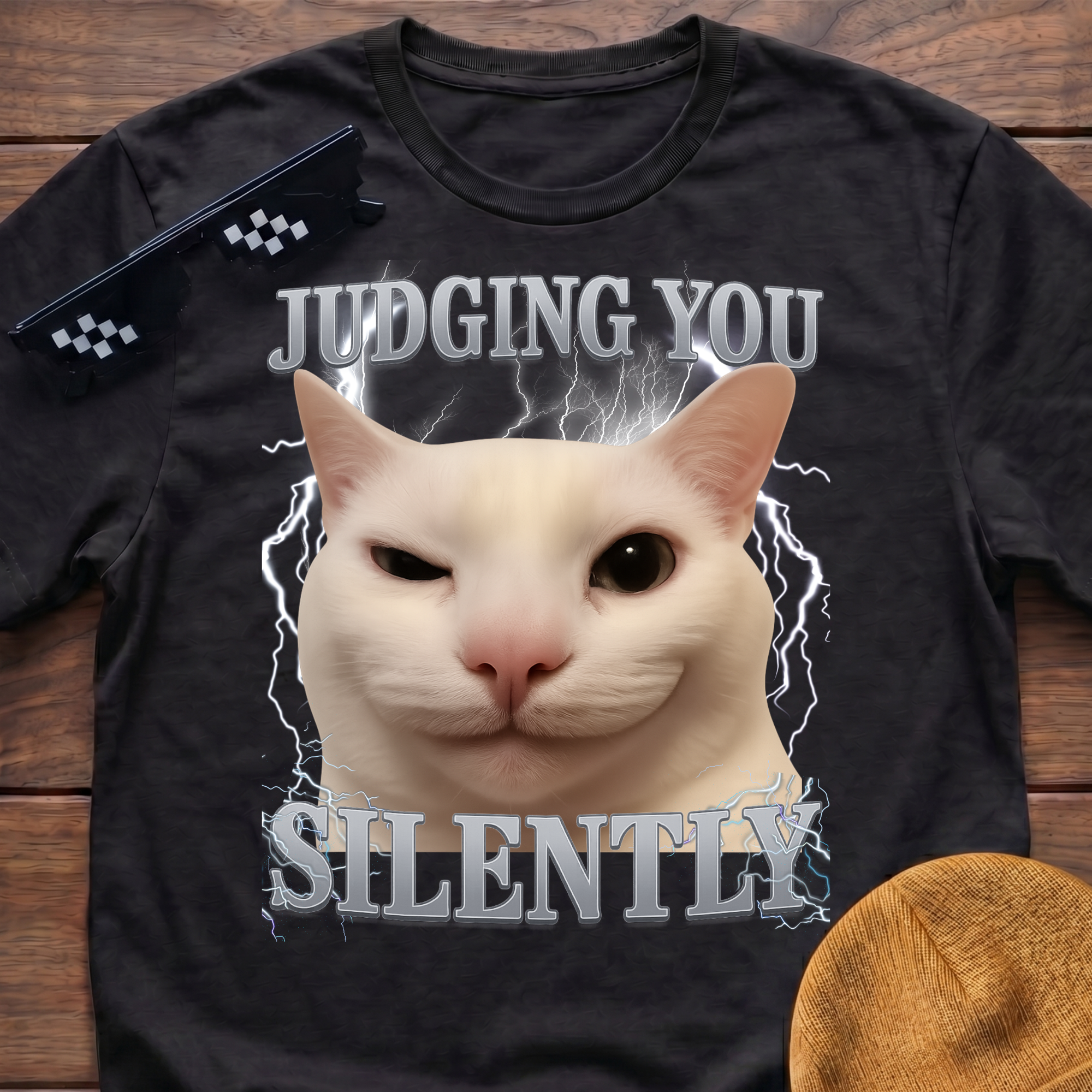 Judging You Silently Meme Funny Cat Meme T-shirt