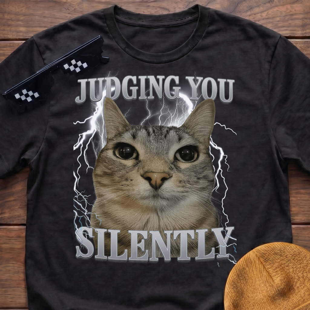 Judging You Silently Meme Funny Cat Meme T-shirt