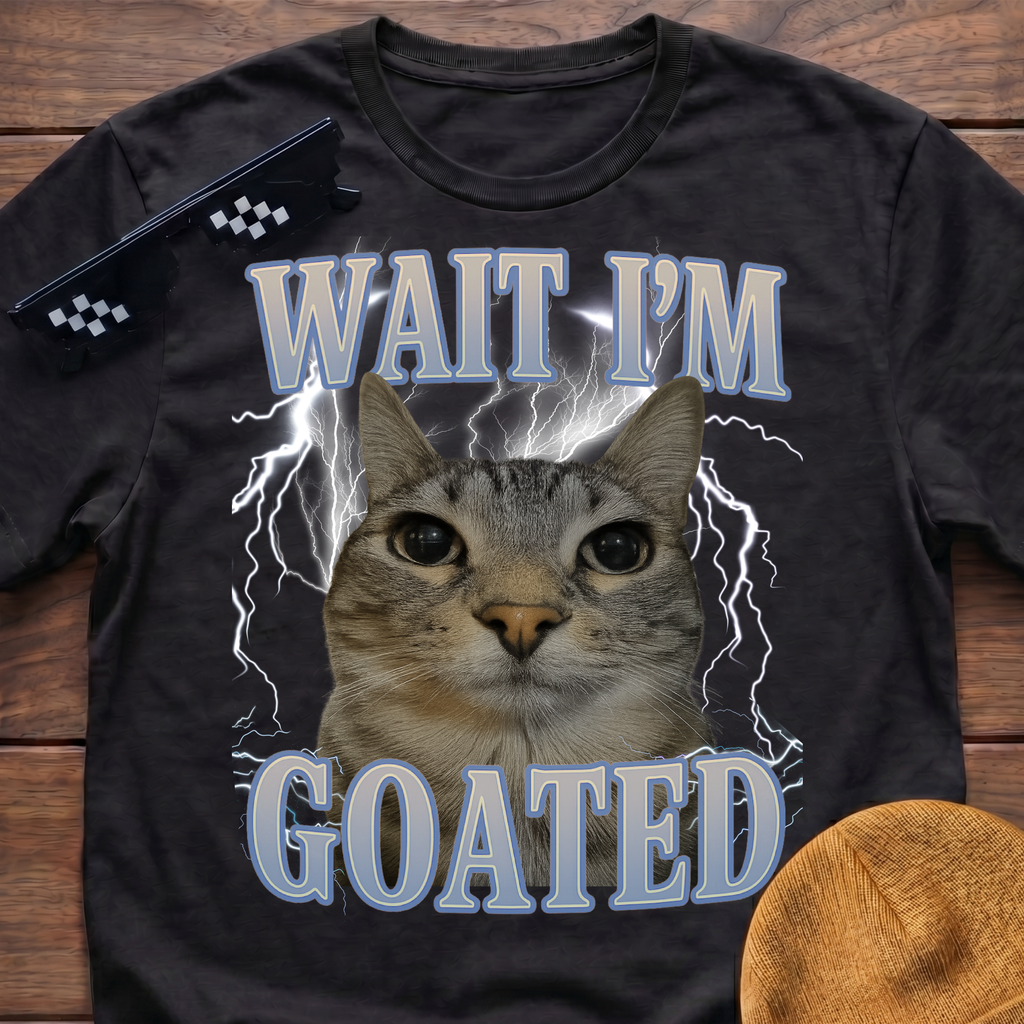 Wait I'm Goated Meme Funny Cat Meme T-shirt