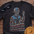 Fatherhood The Scariest Hood Patriotic Skeleton T-shirt