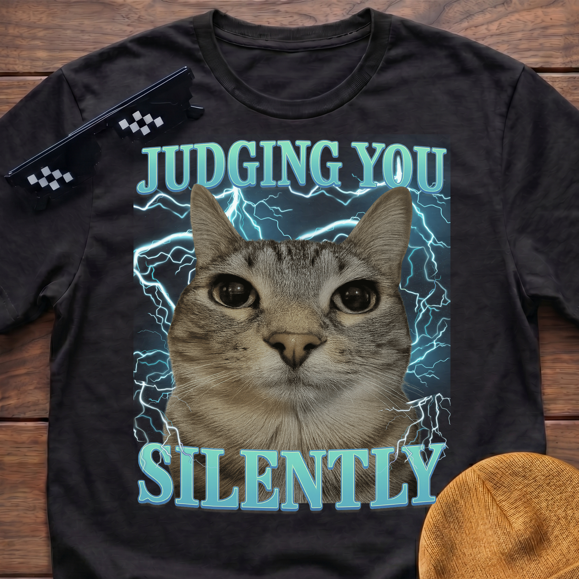 Judging You Silently Meme Funny Cat Meme T-shirt