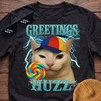 Greetings Huzz Meme Funny Cat Meme T-shirt
