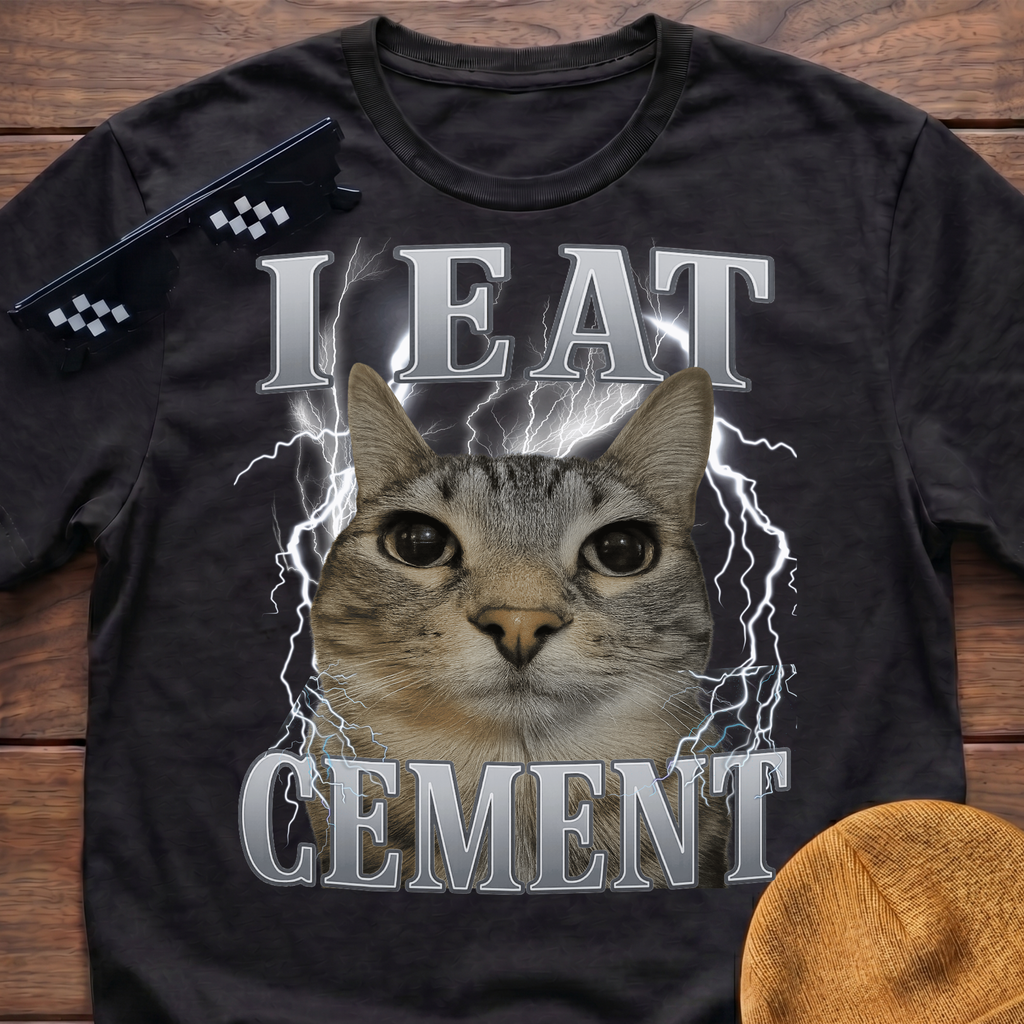 I Eat Cement Meme Funny Cat Meme T-shirt