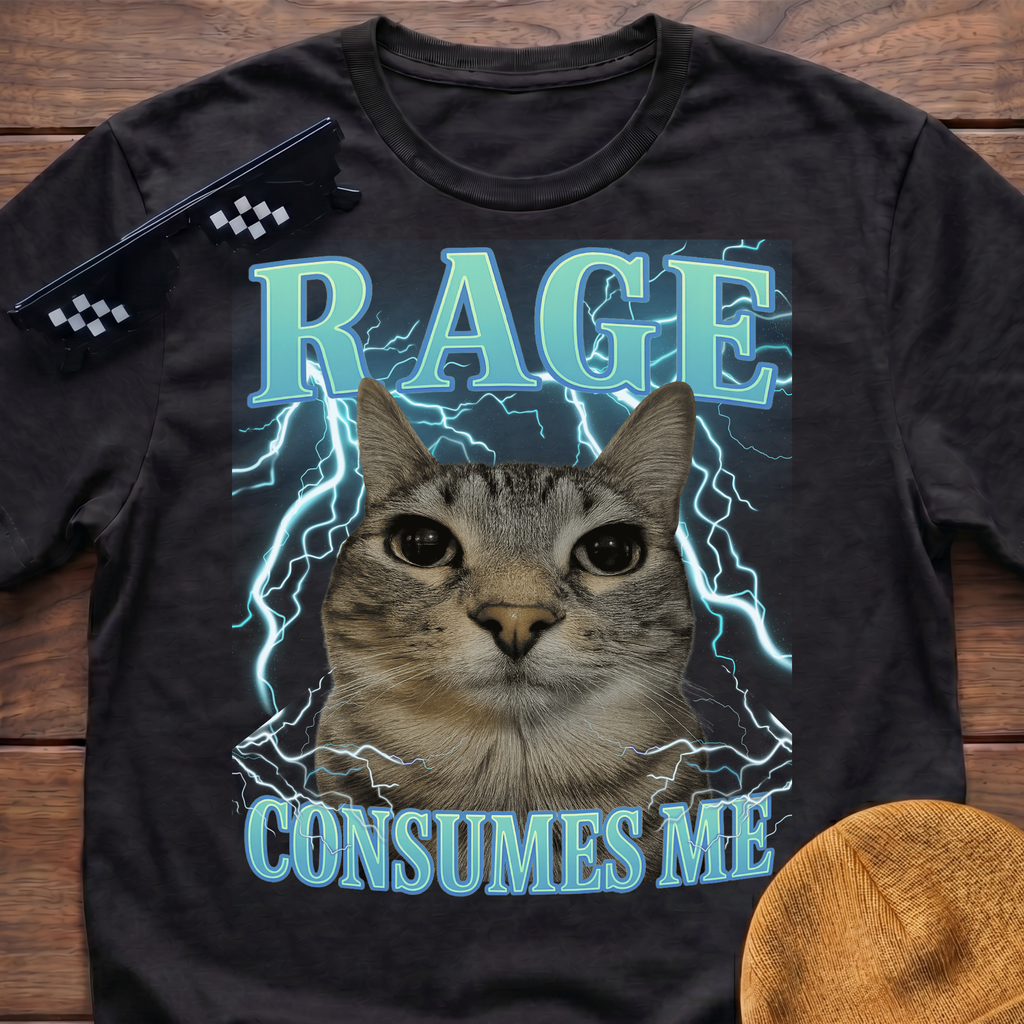 Rage Consumes Me Meme Funny Cat Meme T-shirt