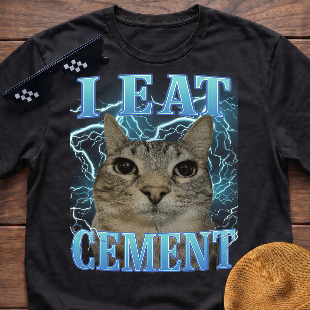 I Eat Cement Meme Funny Cat Meme T-shirt