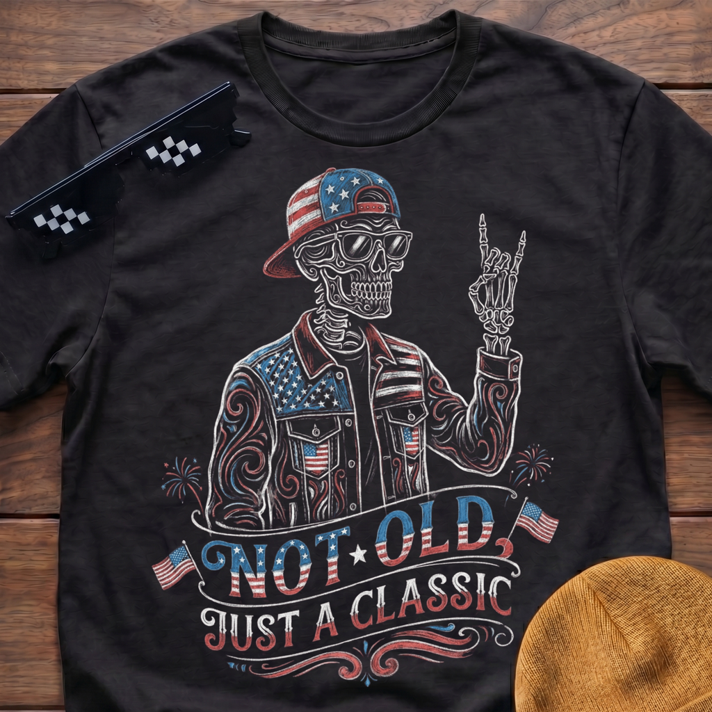 Not Old Just A Classic Patriotic Skeleton T-shirt