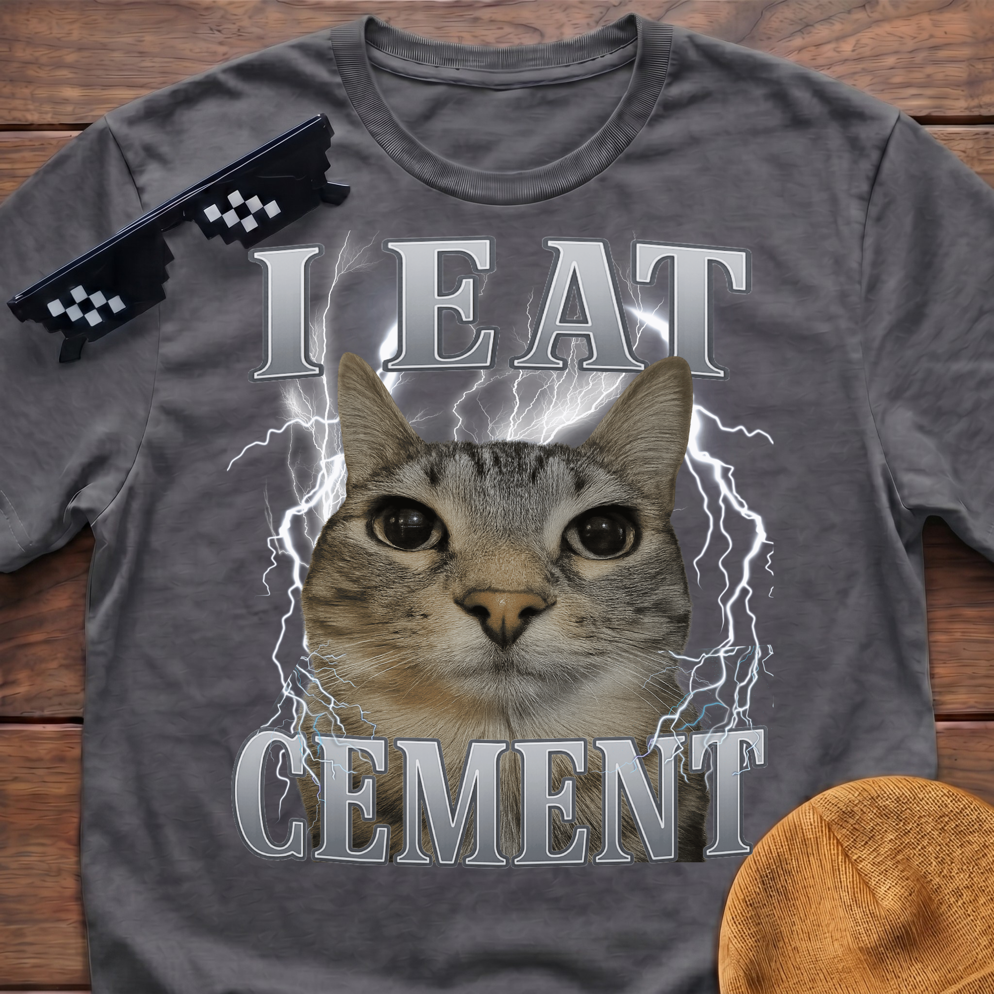 I Eat Cement Meme Funny Cat Meme T-shirt