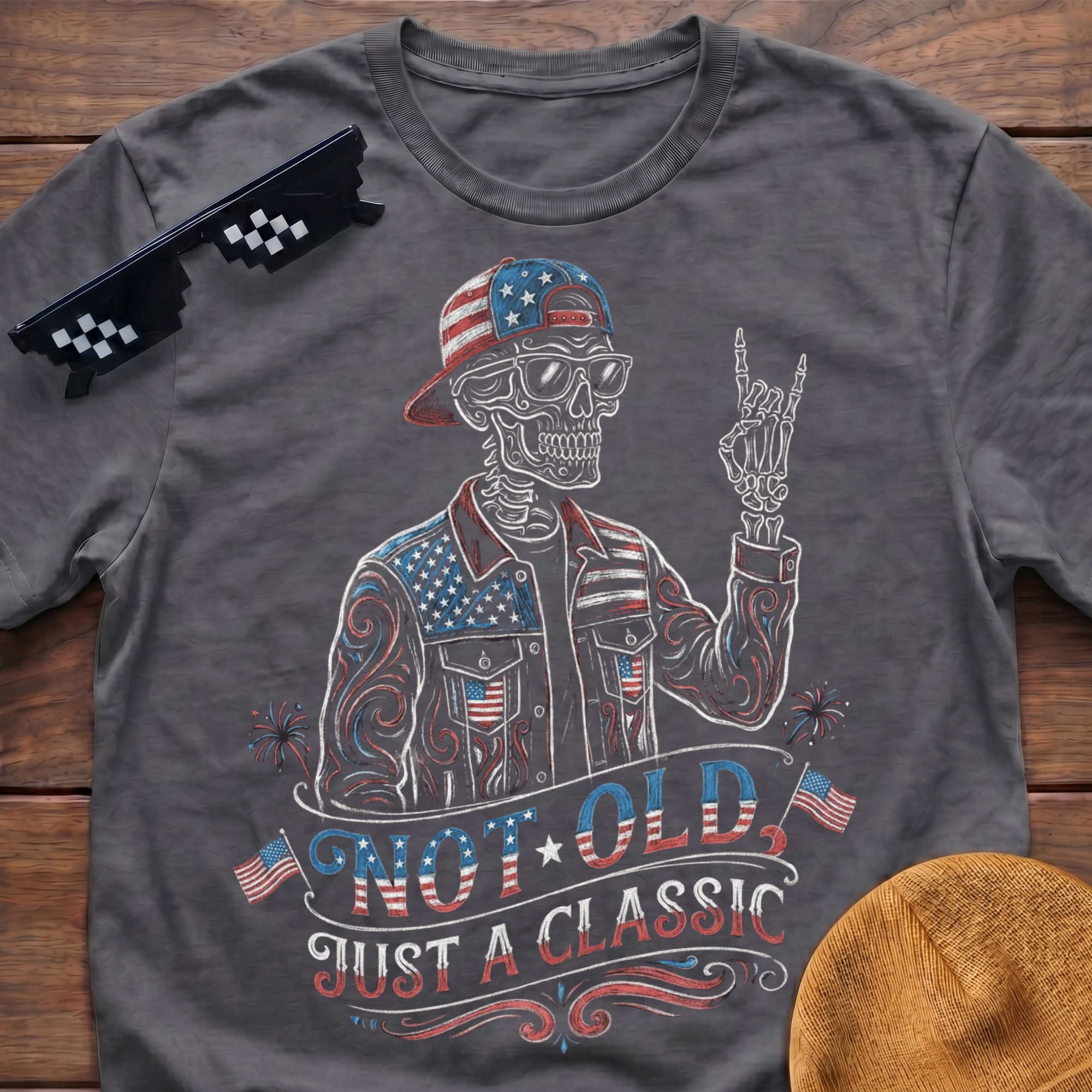 Not Old Just A Classic Patriotic Skeleton T-shirt