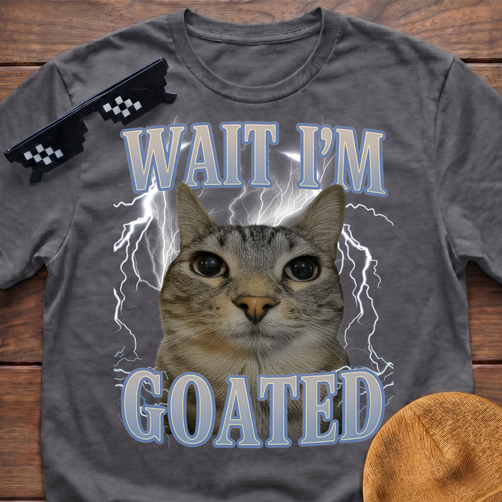 Wait I'm Goated Meme Funny Cat Meme T-shirt
