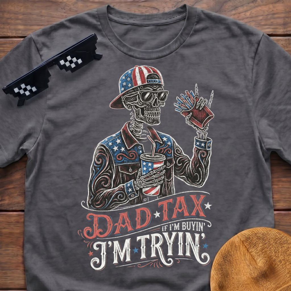 Skeleton Dad Tax If I'm Buying I'm Trying Patriotic T-shirt