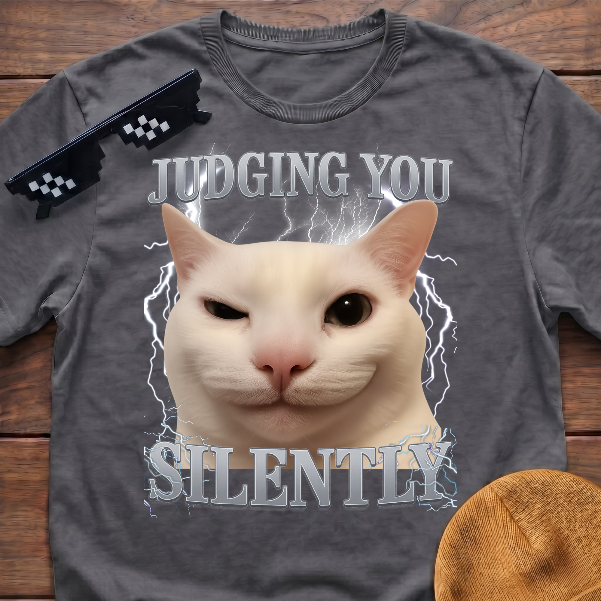 Judging You Silently Meme Funny Cat Meme T-shirt