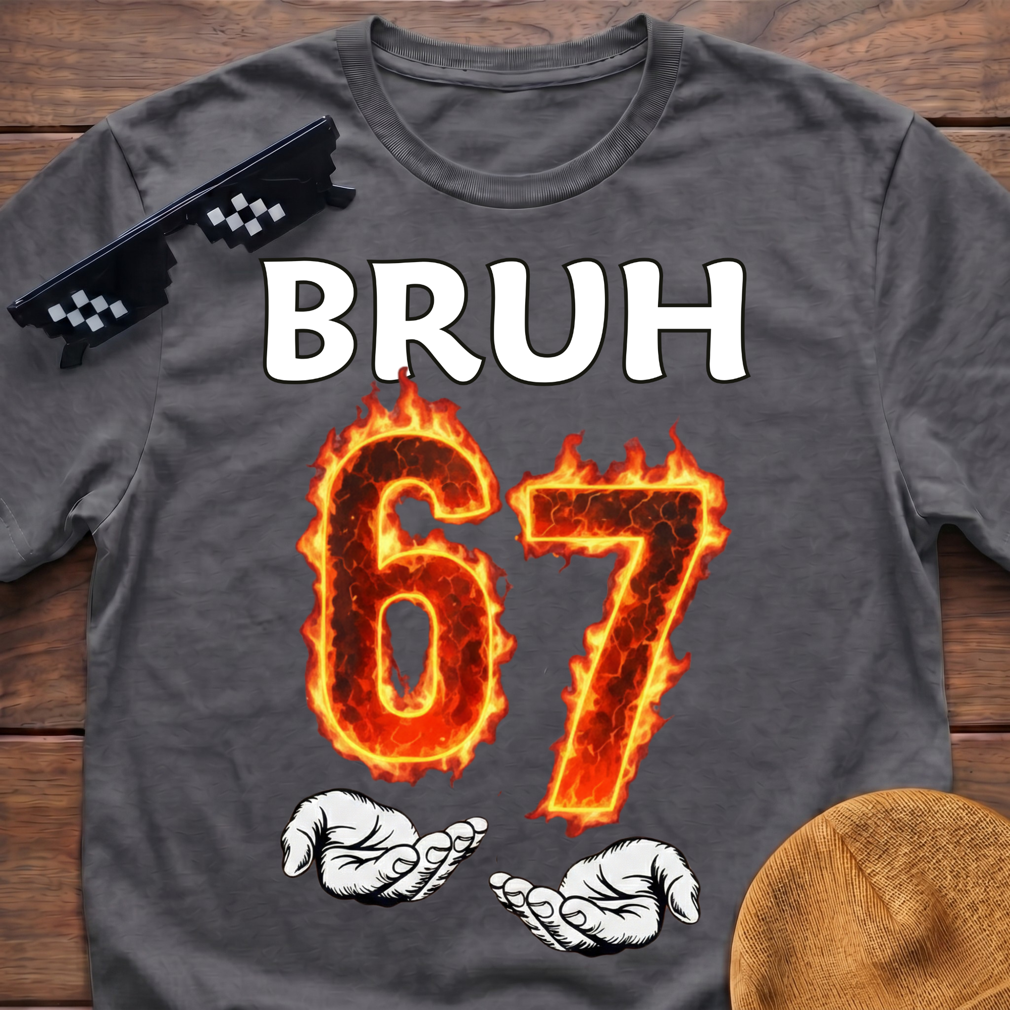 Bruh 6 7 Meme Six Seven Fire T-shirt