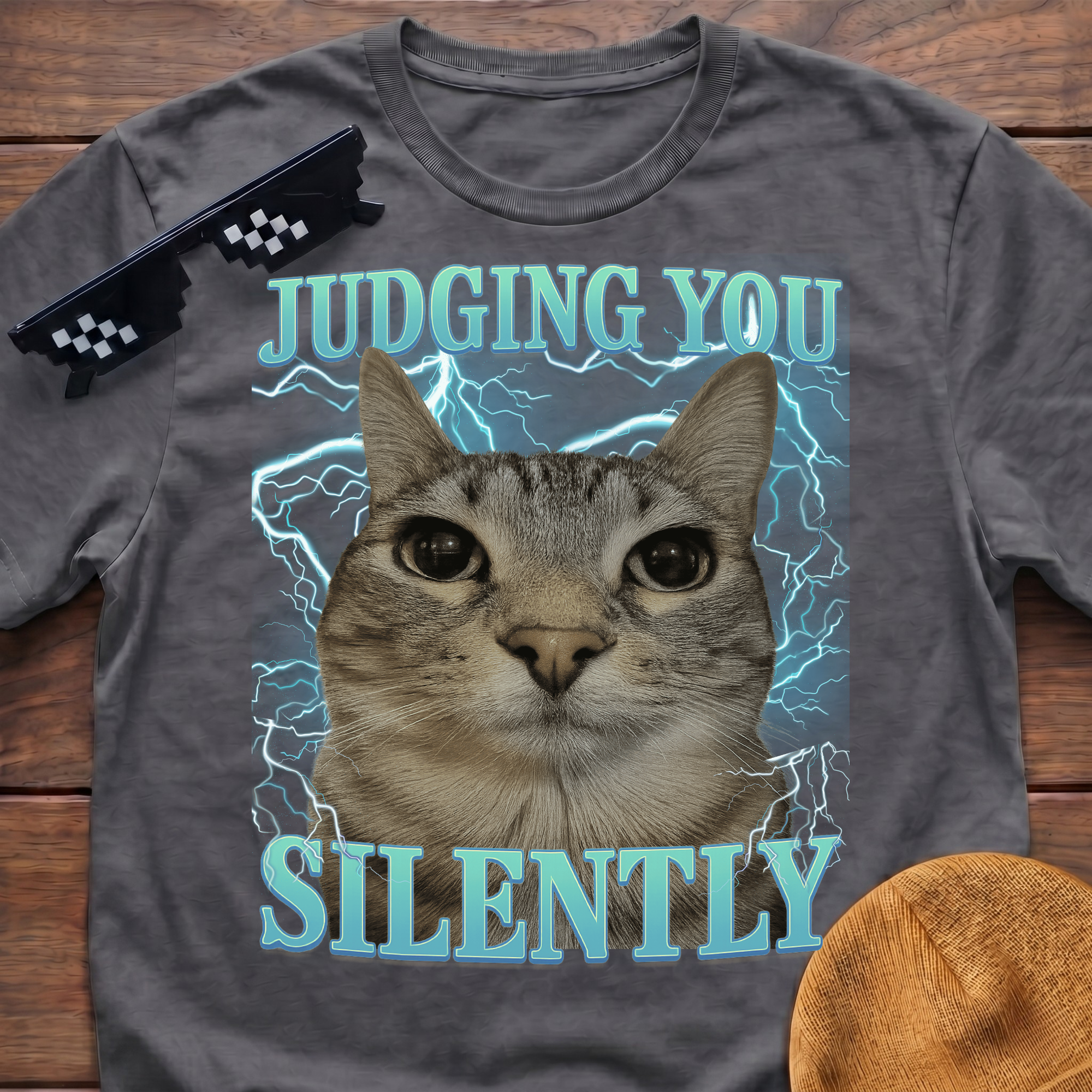 Judging You Silently Meme Funny Cat Meme T-shirt