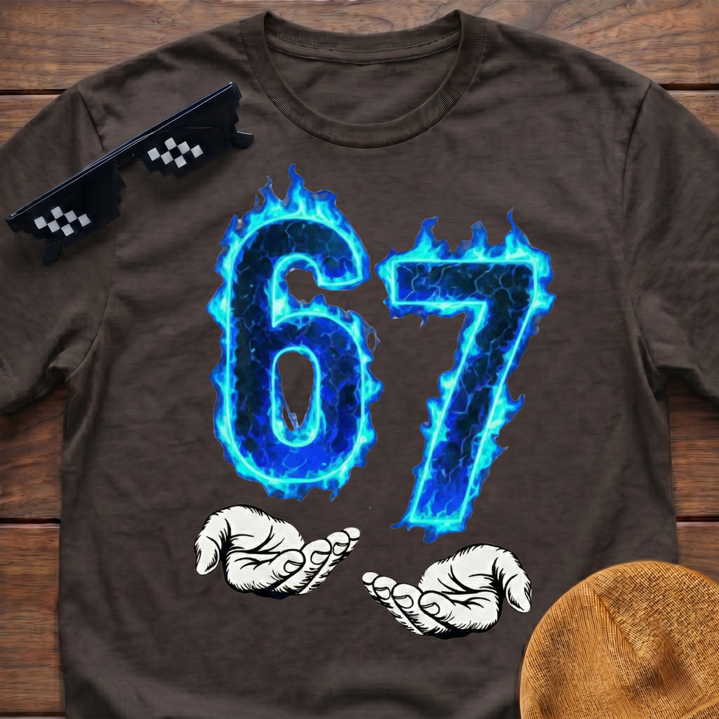 6 7 Meme Six Seven Blue Fire T-shirt