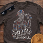 Skeleton Just A Dad Who Always Came Back With The Milk Patriotic T-shirt