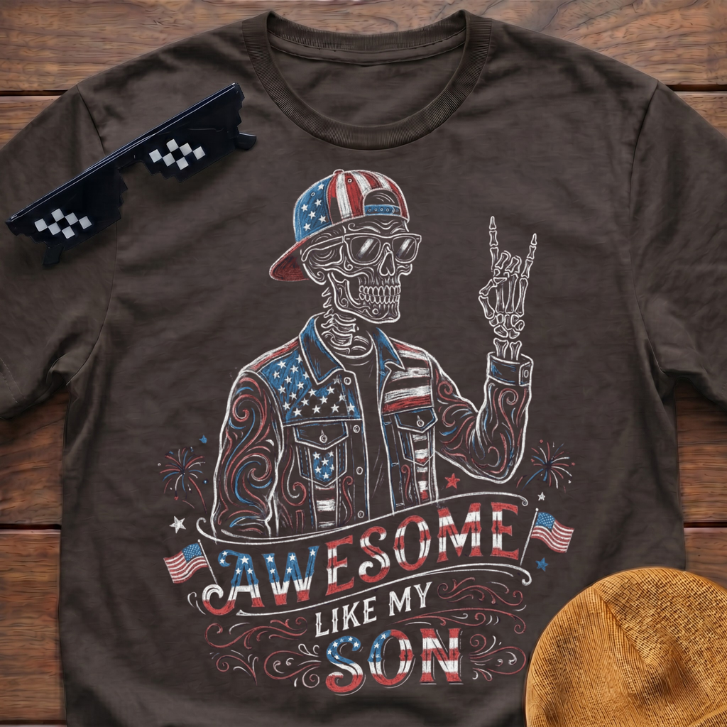 Skeleton Awesome Like My Son Patriotic T-shirt