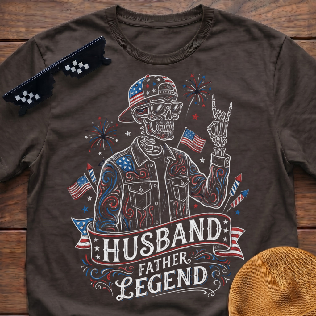 Husband Father Legend Patriotic Skeleton T-shirt