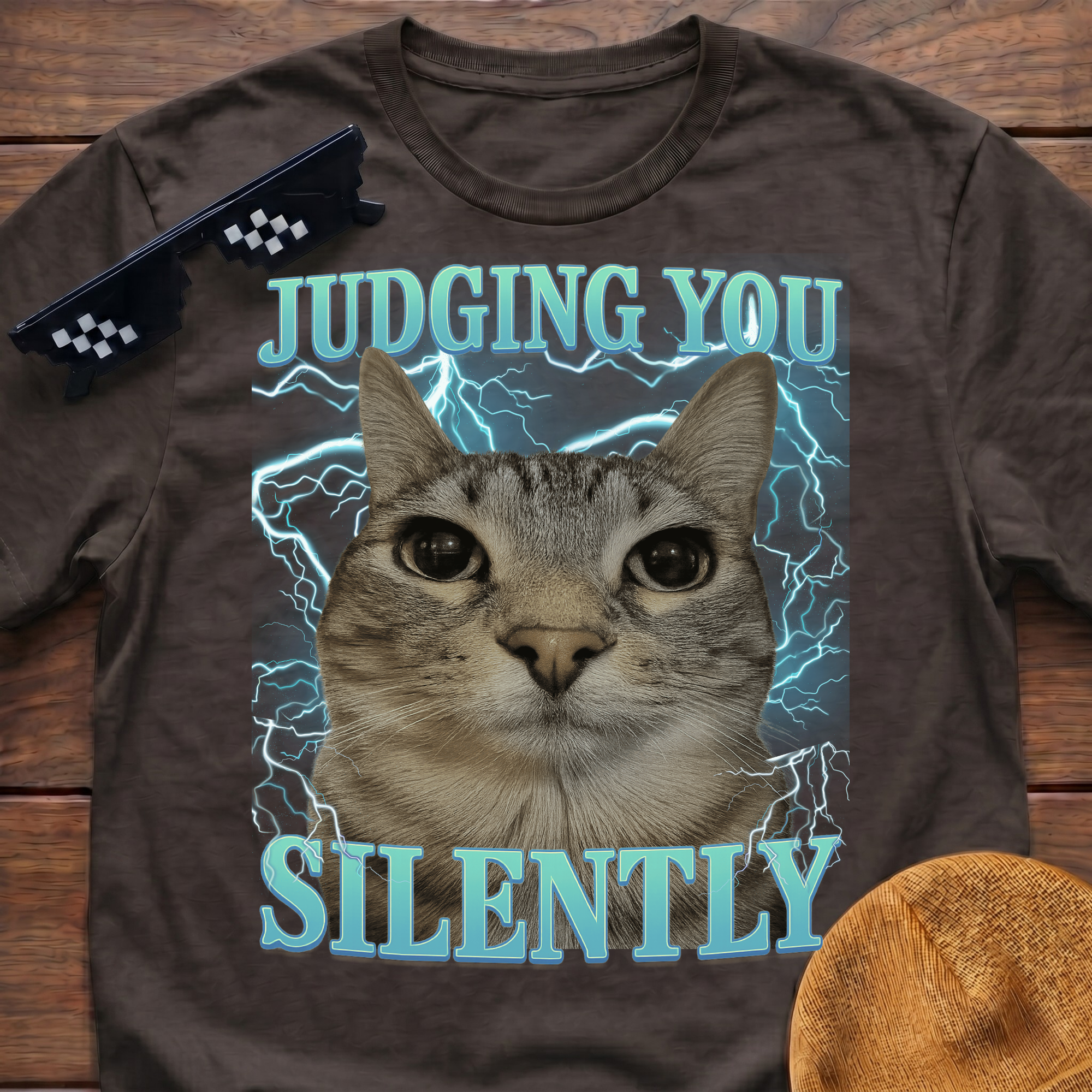 Judging You Silently Meme Funny Cat Meme T-shirt