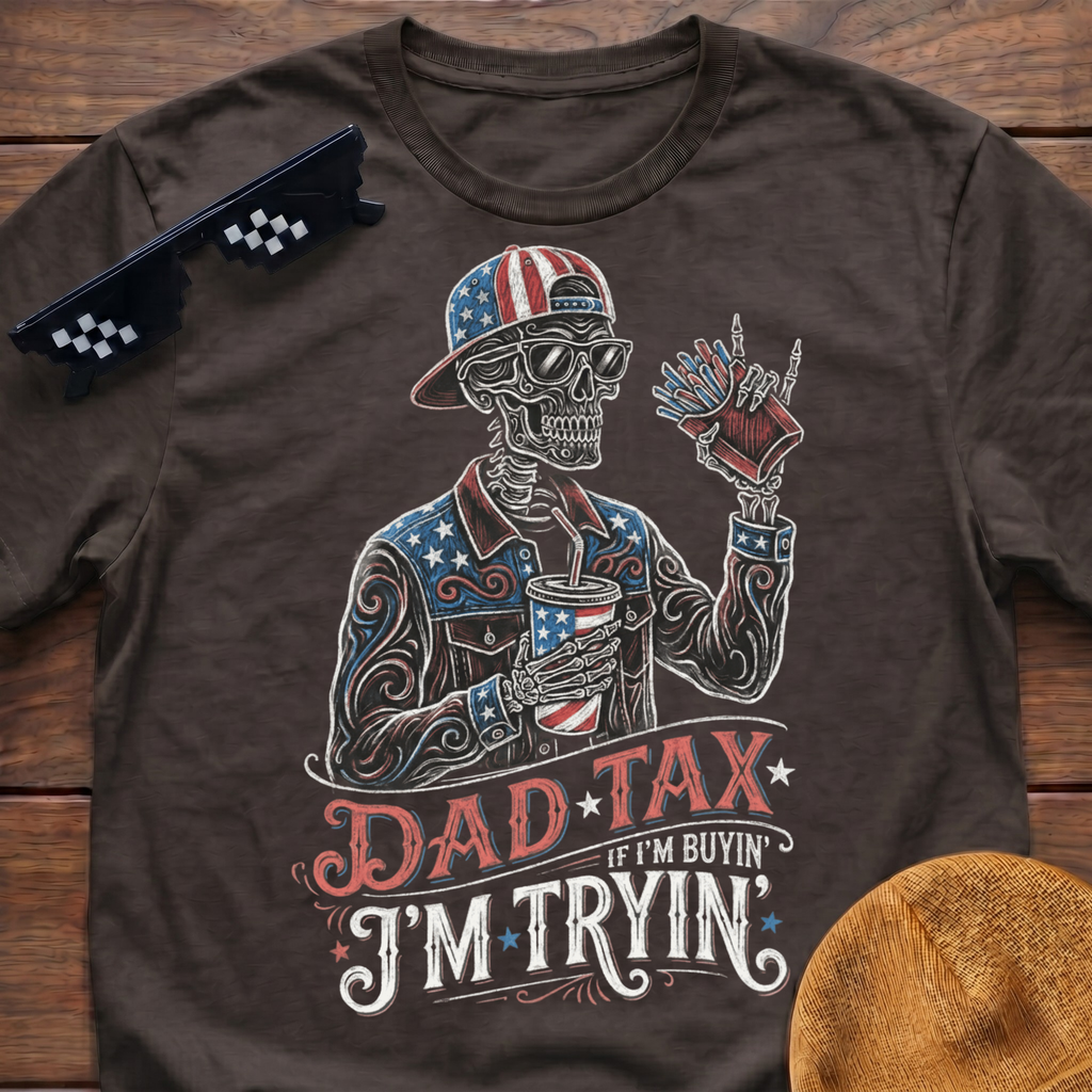 Skeleton Dad Tax If I'm Buying I'm Trying Patriotic T-shirt