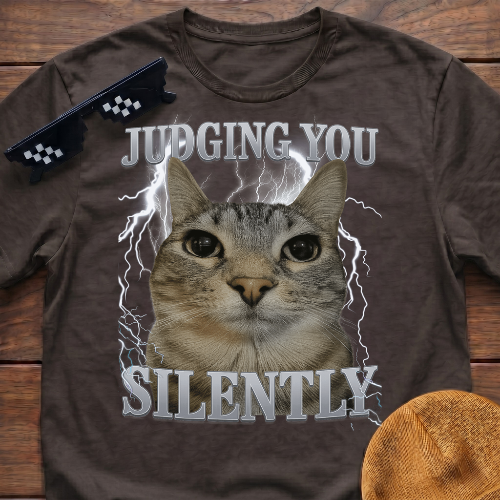 Judging You Silently Meme Funny Cat Meme T-shirt