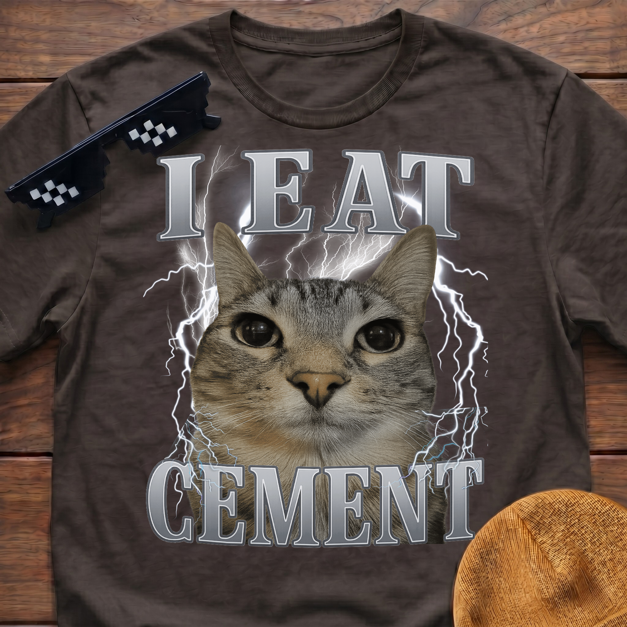 I Eat Cement Meme Funny Cat Meme T-shirt
