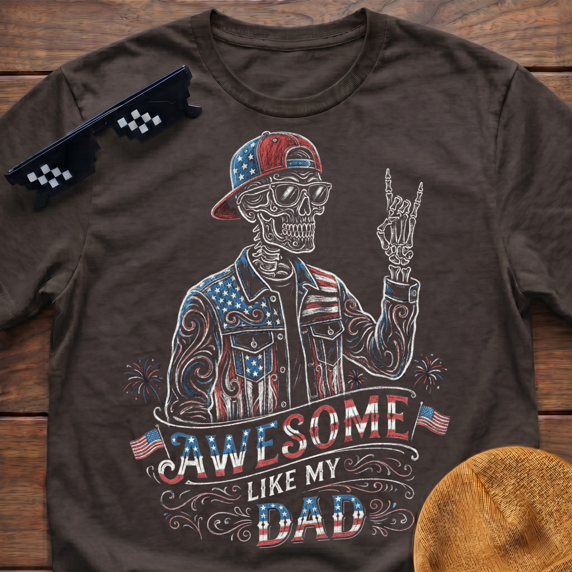 Skeleton Awesome Like My Dad Patriotic T-shirt