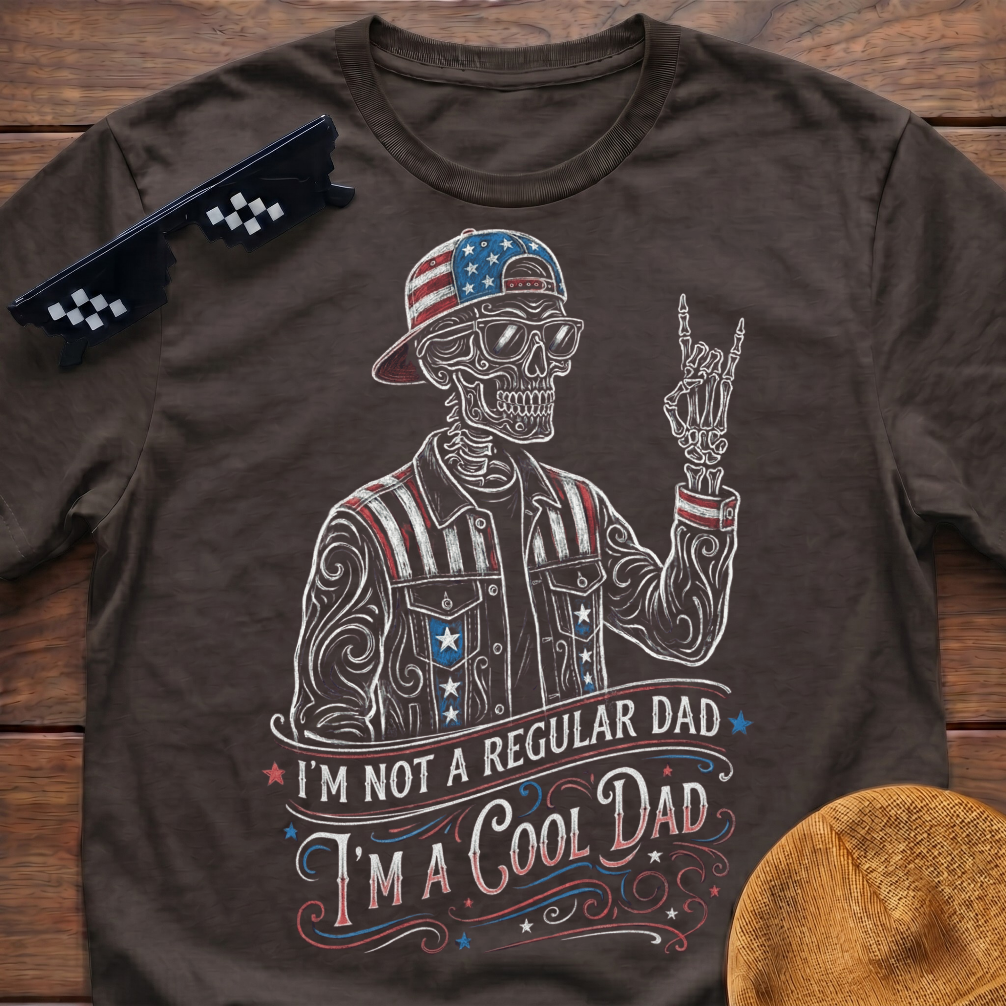 Cool Dad Patriotic Skeleton T-shirt