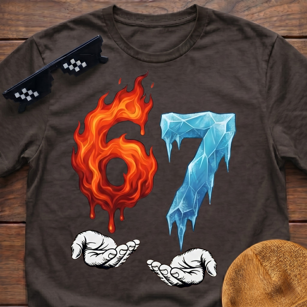 6 7 Meme Six Seven Fire & Ice T-shirt