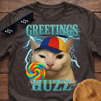 Greetings Huzz Meme Funny Cat Meme T-shirt