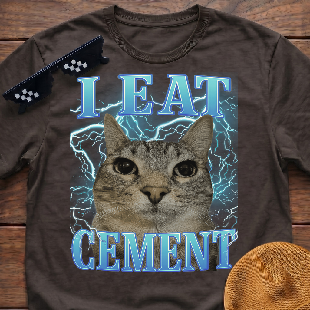 I Eat Cement Meme Funny Cat Meme T-shirt