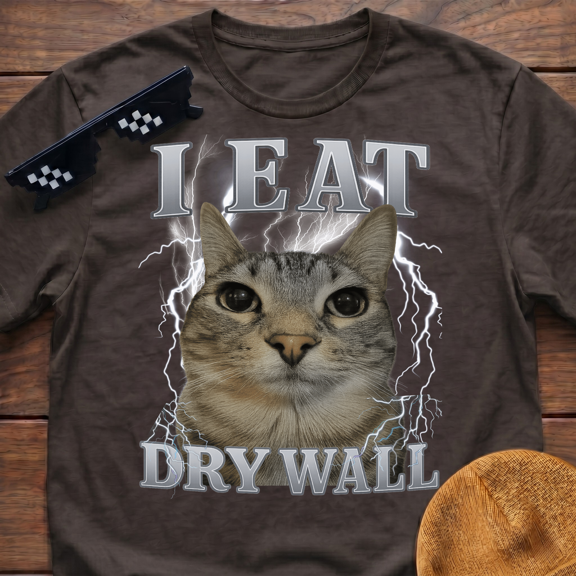 I Eat Dry Wall Meme Funny Cat Meme T-shirt