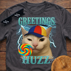 Greetings Huzz Meme Funny Cat Meme T-shirt