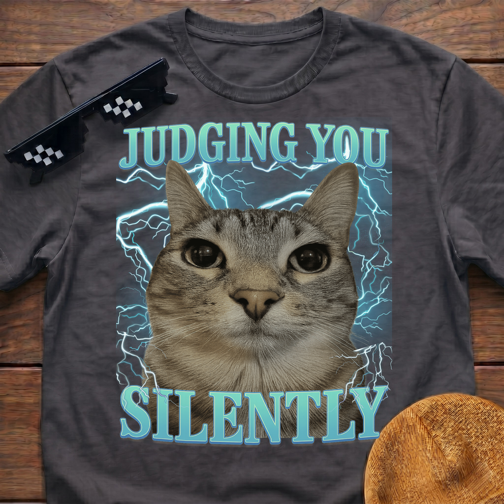 Judging You Silently Meme Funny Cat Meme T-shirt