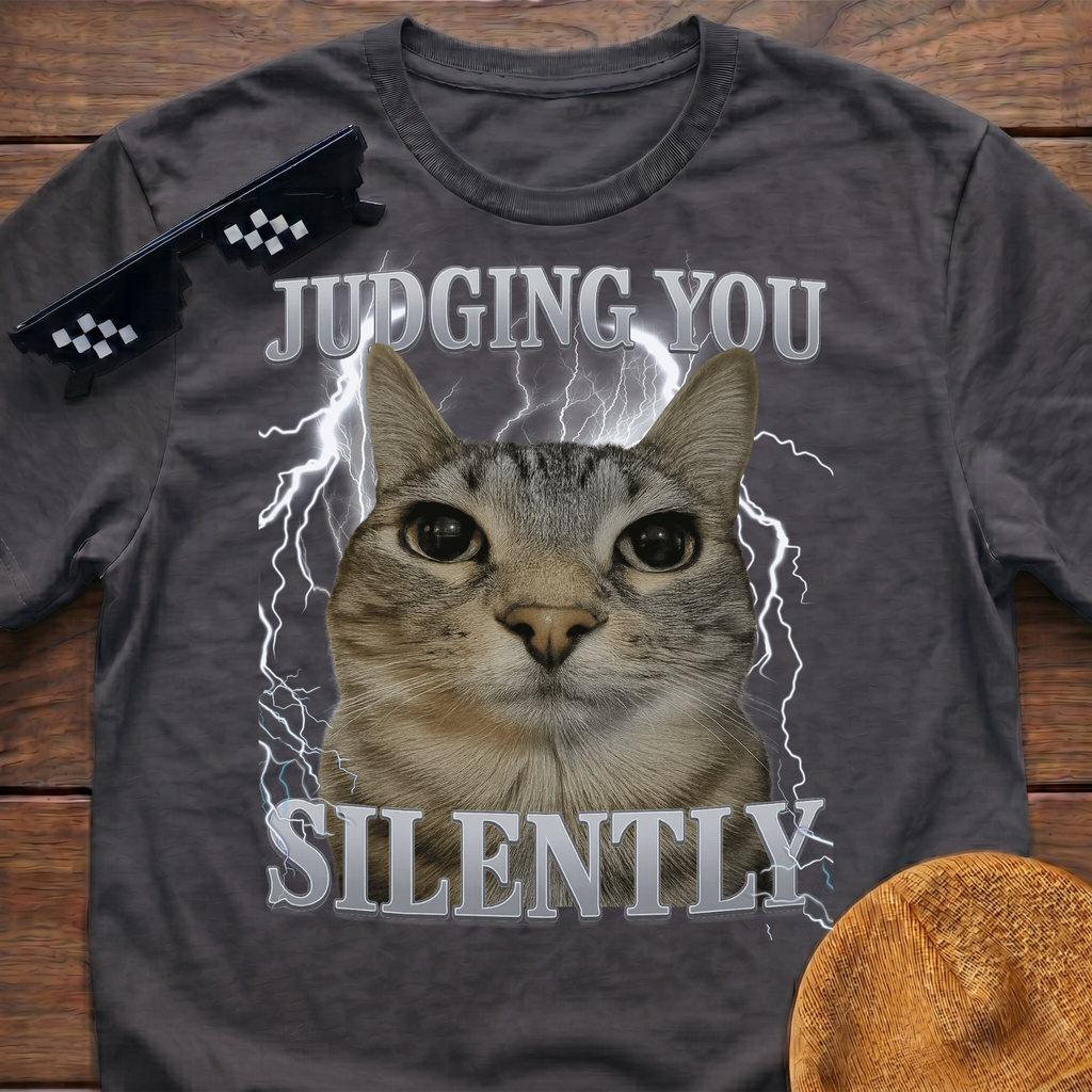 Judging You Silently Meme Funny Cat Meme T-shirt