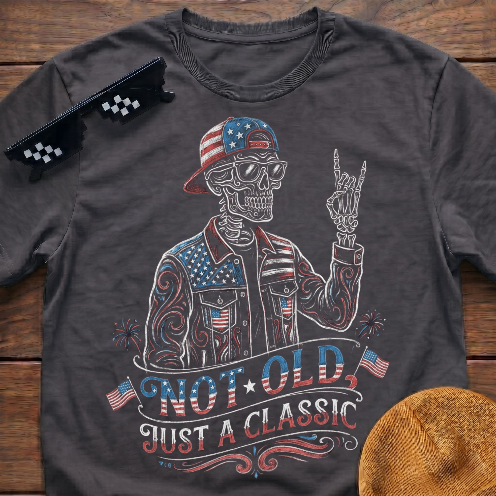 Not Old Just A Classic Patriotic Skeleton T-shirt