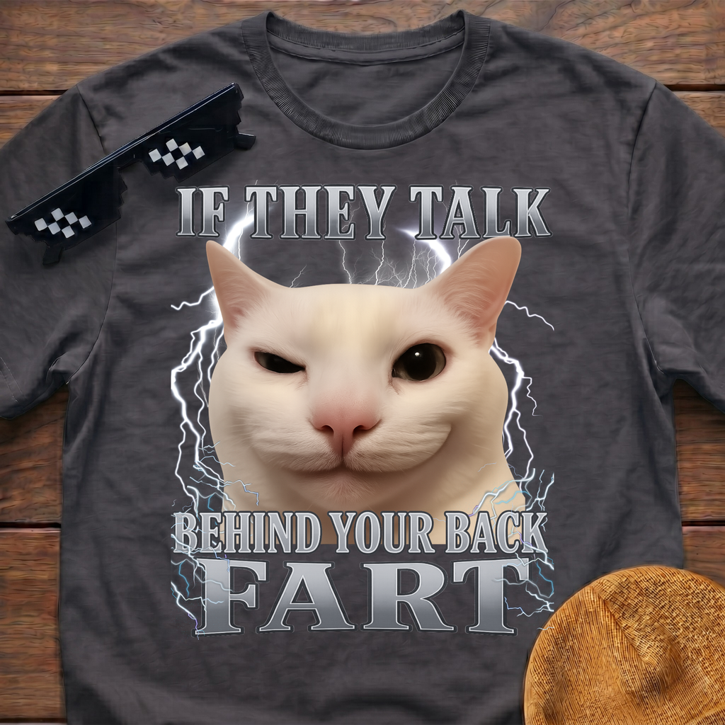 If They Talk Behind Your Back Fart Meme Funny Cat Meme T-shirt