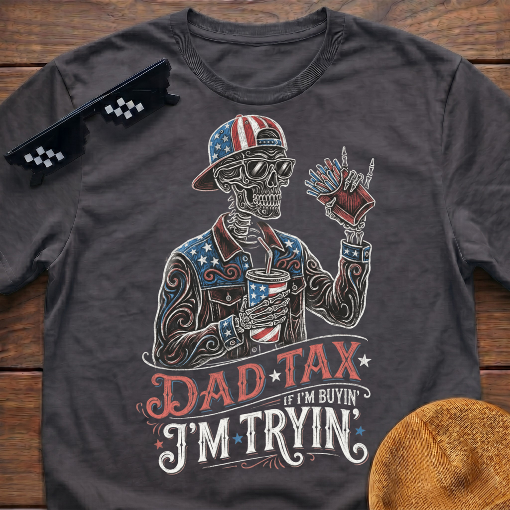 Skeleton Dad Tax If I'm Buying I'm Trying Patriotic T-shirt