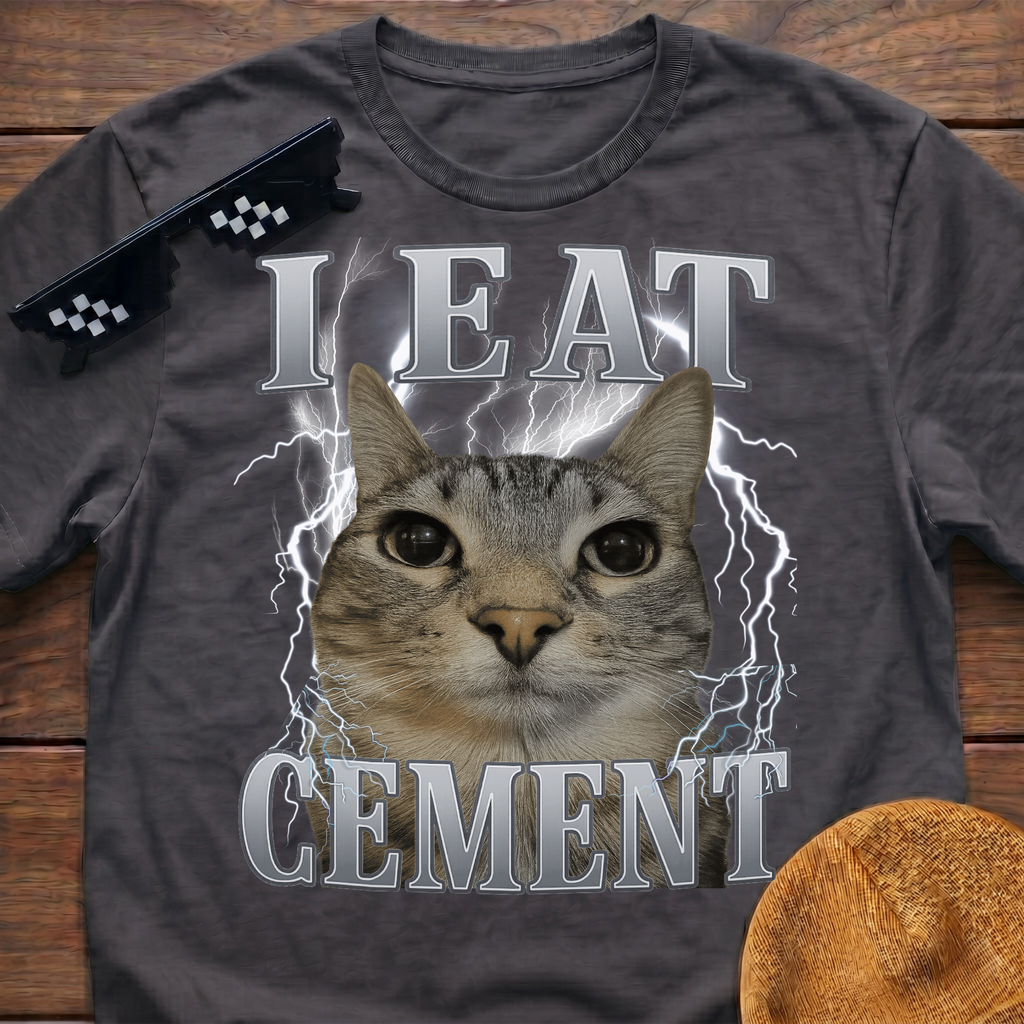I Eat Cement Meme Funny Cat Meme T-shirt