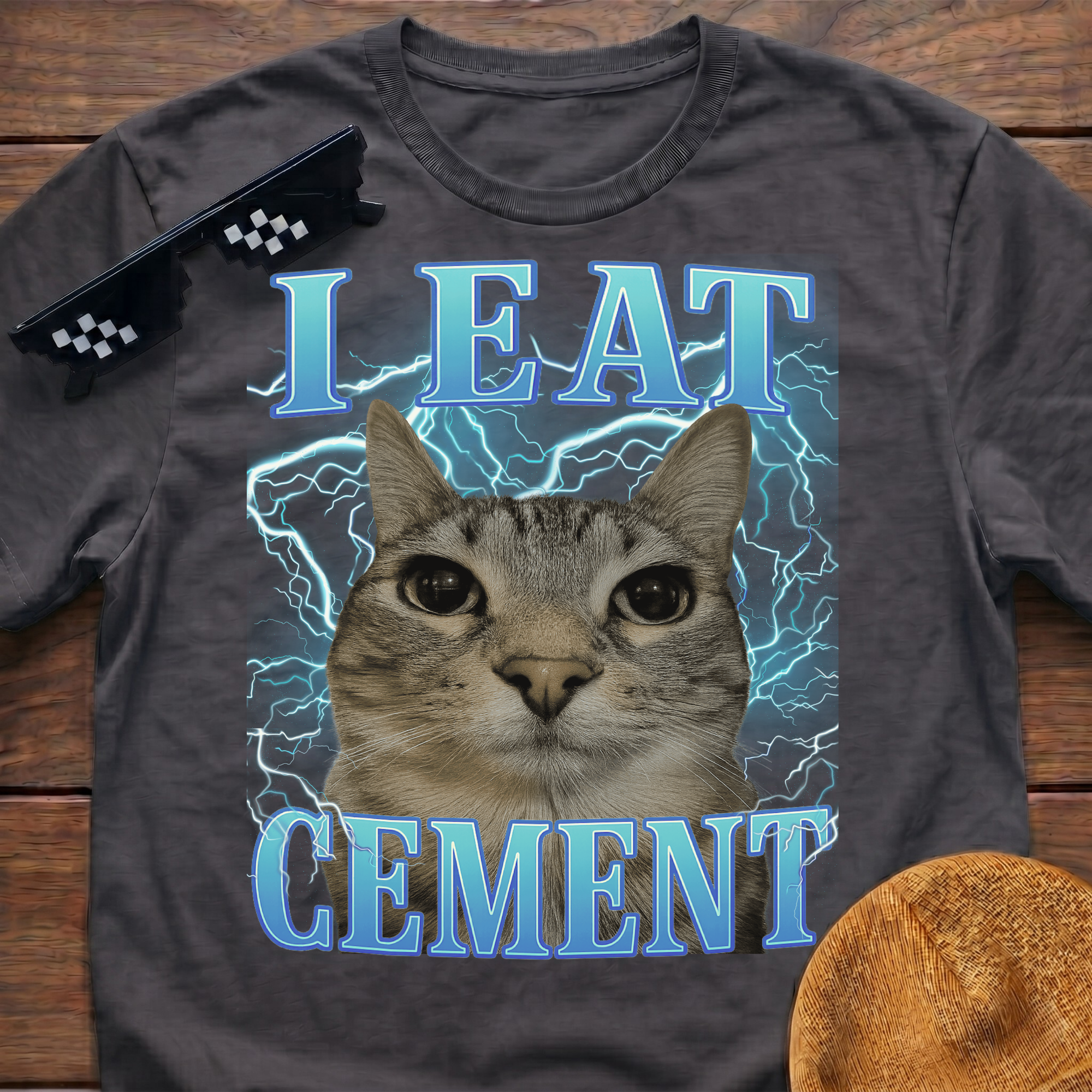 I Eat Cement Meme Funny Cat Meme T-shirt