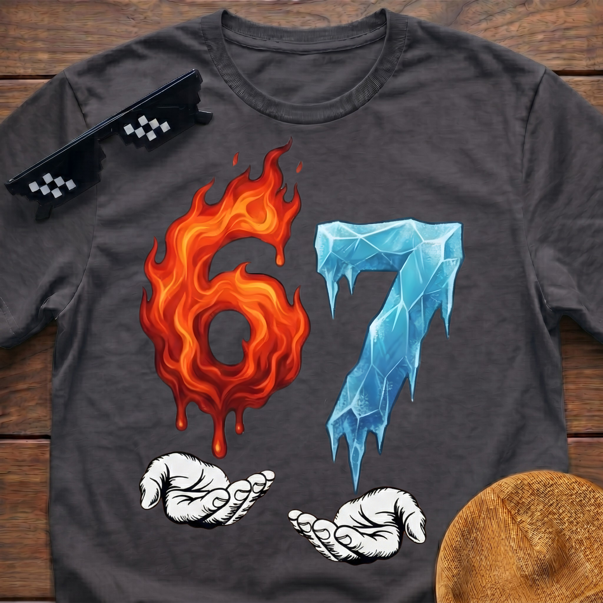 6 7 Meme Six Seven Fire & Ice T-shirt