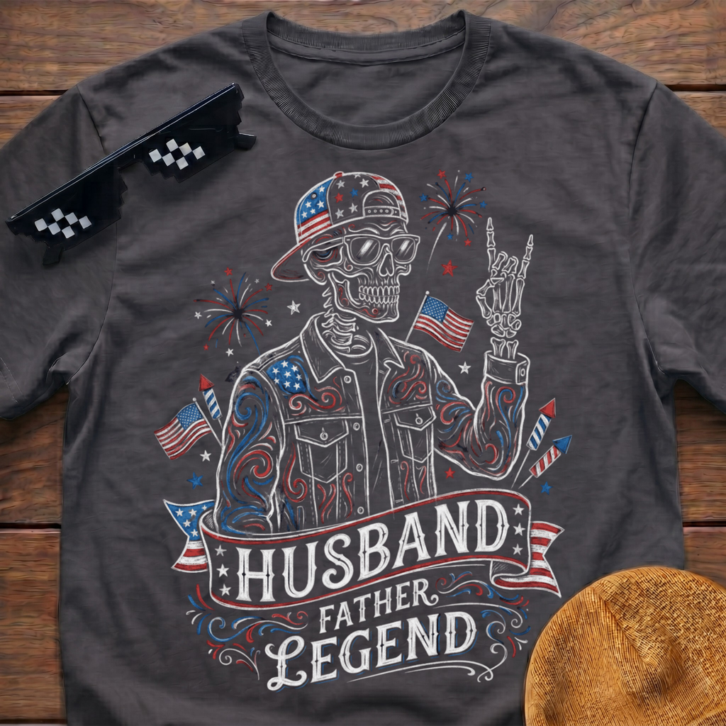 Husband Father Legend Patriotic Skeleton T-shirt