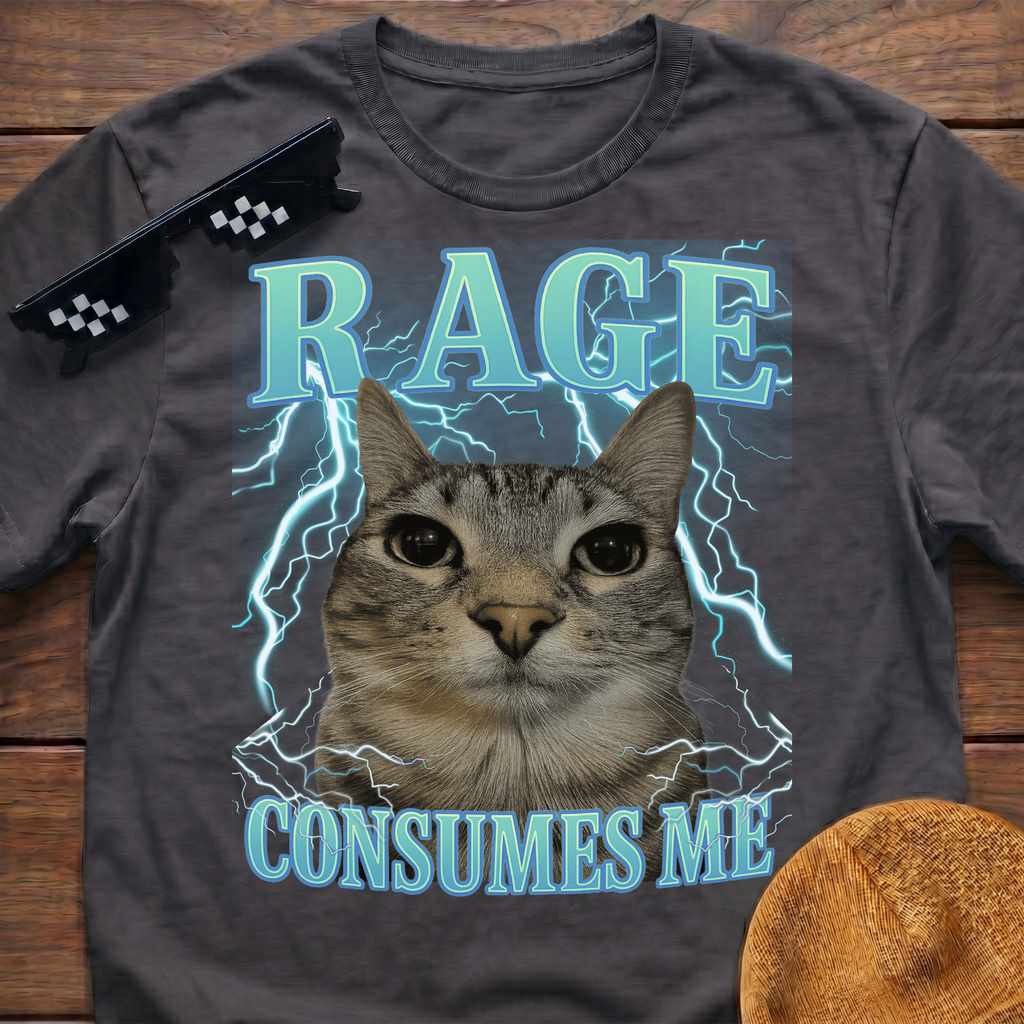 Rage Consumes Me Meme Funny Cat Meme T-shirt