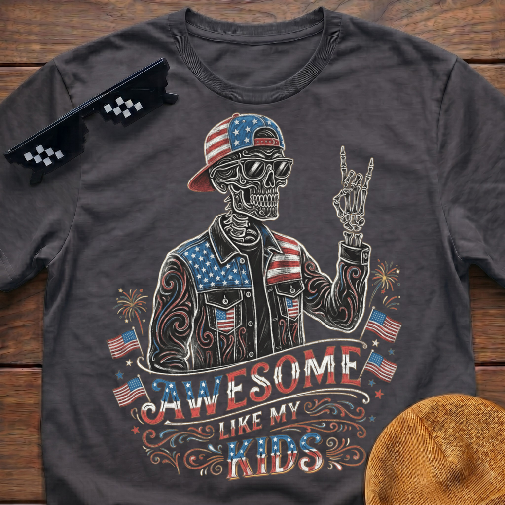 Skeleton Awesome Like My Kids Patriotic T-shirt