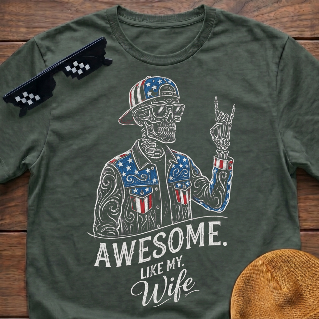 Skeleton Awesome Like My Wife Patriotic T-shirt