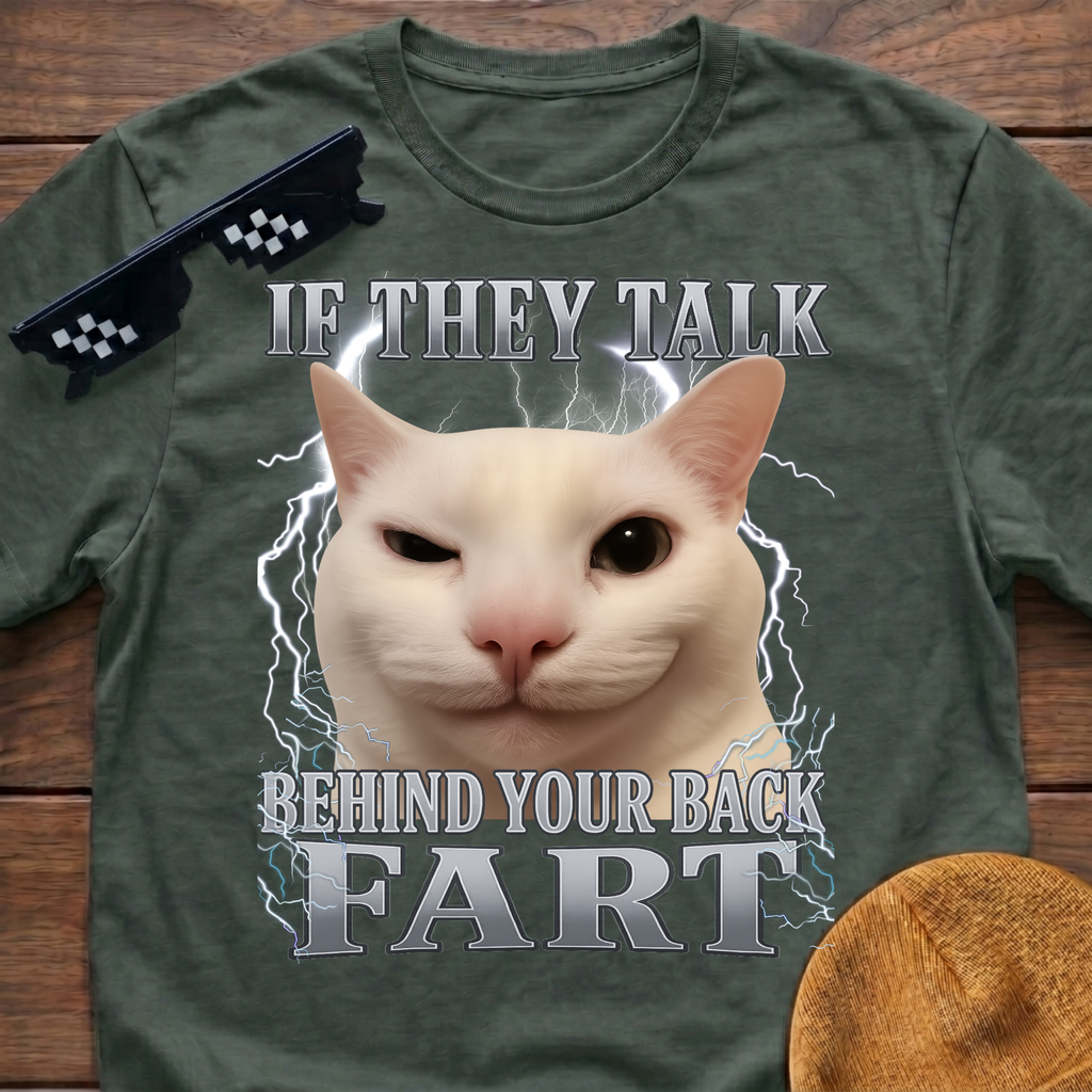 If They Talk Behind Your Back Fart Meme Funny Cat Meme T-shirt