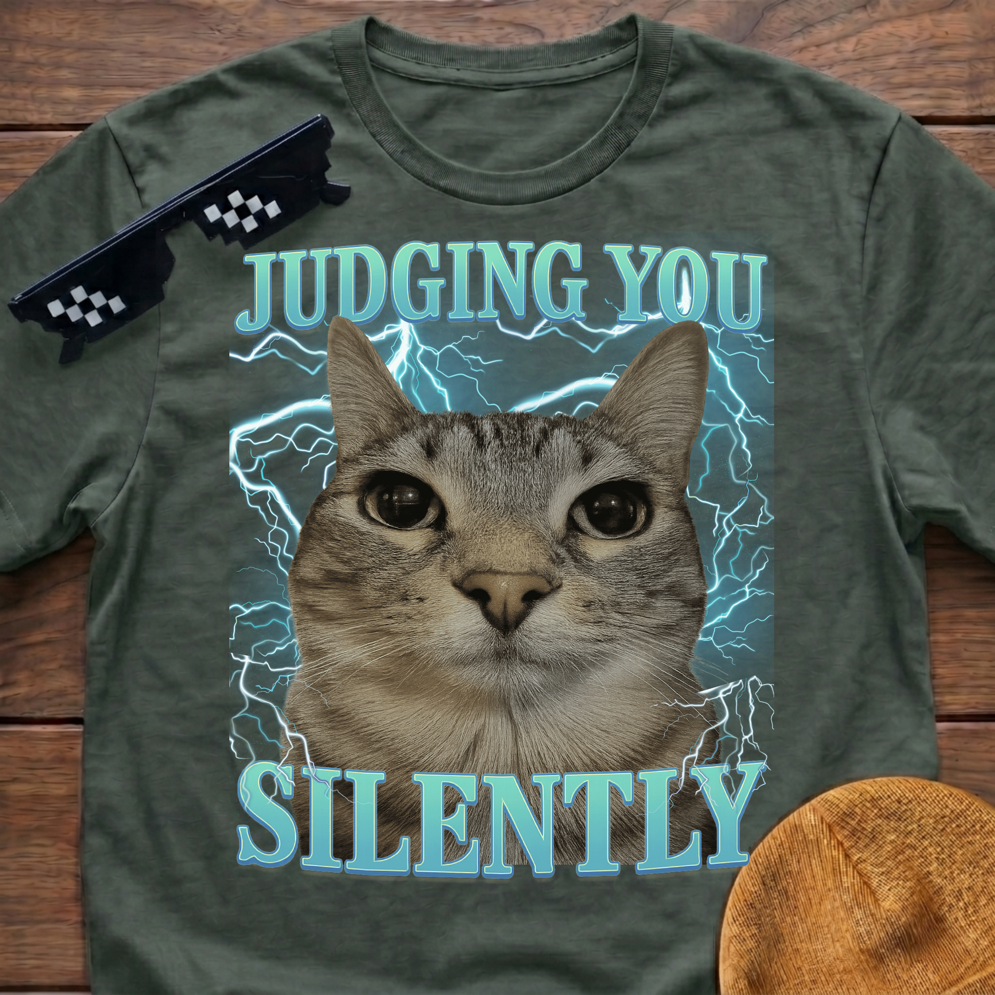 Judging You Silently Meme Funny Cat Meme T-shirt
