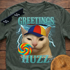 Greetings Huzz Meme Funny Cat Meme T-shirt