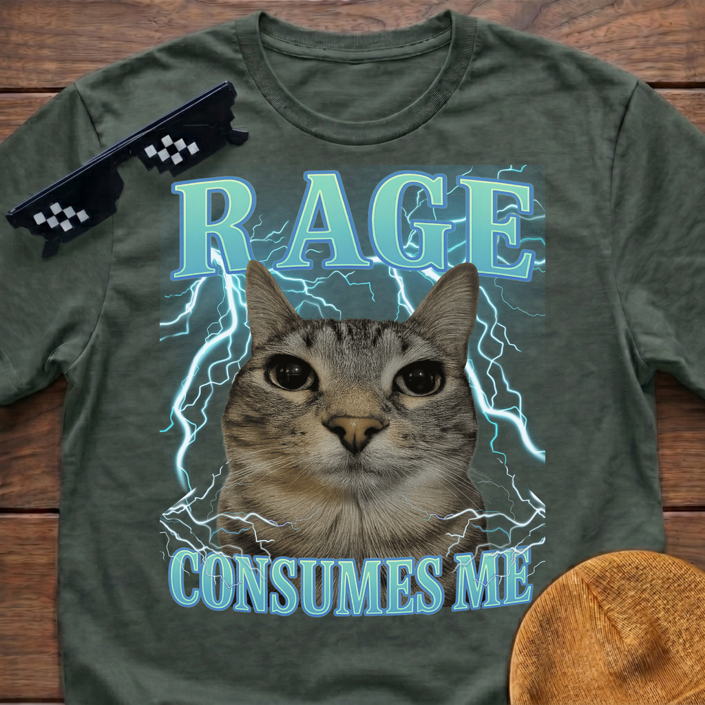 Rage Consumes Me Meme Funny Cat Meme T-shirt