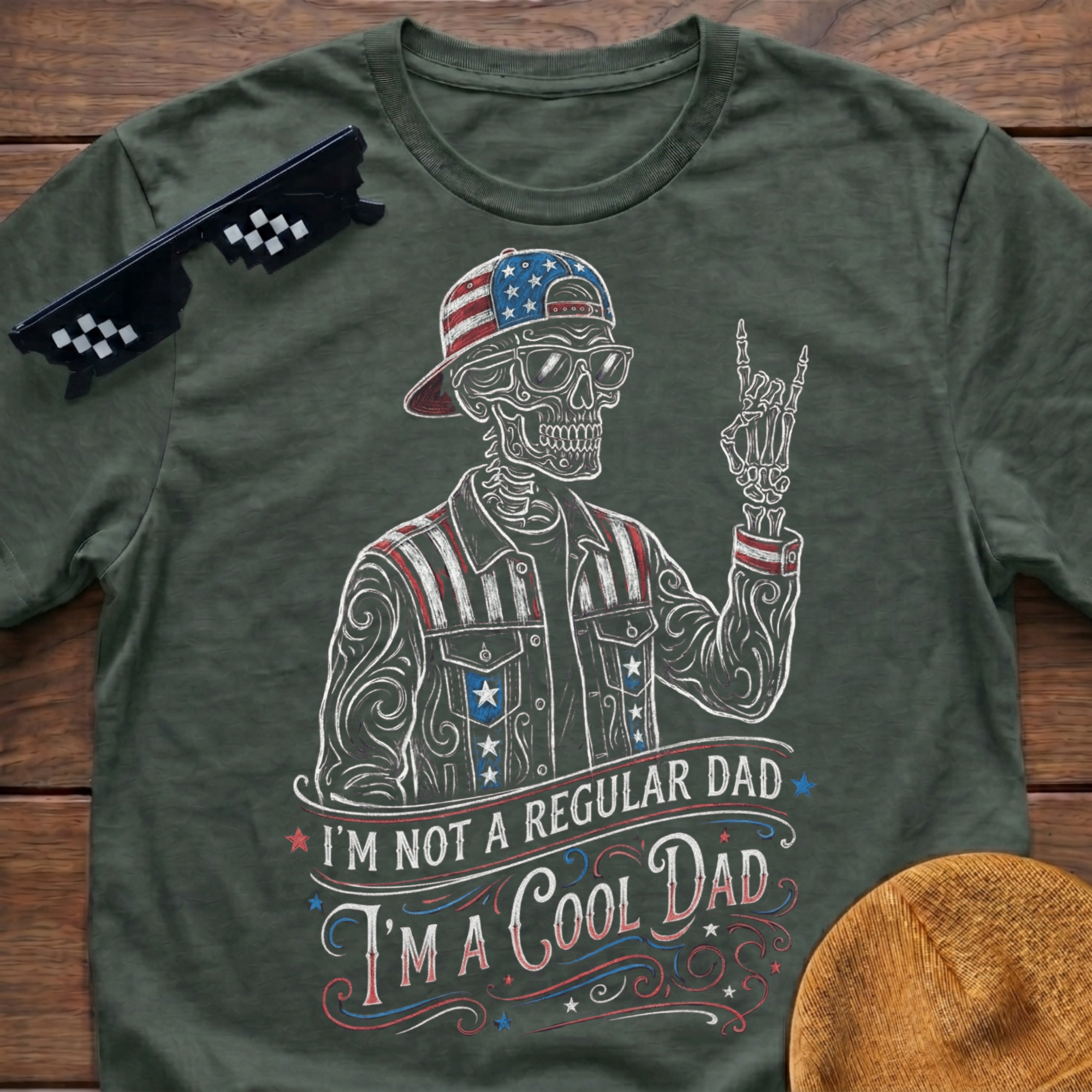 Cool Dad Patriotic Skeleton T-shirt