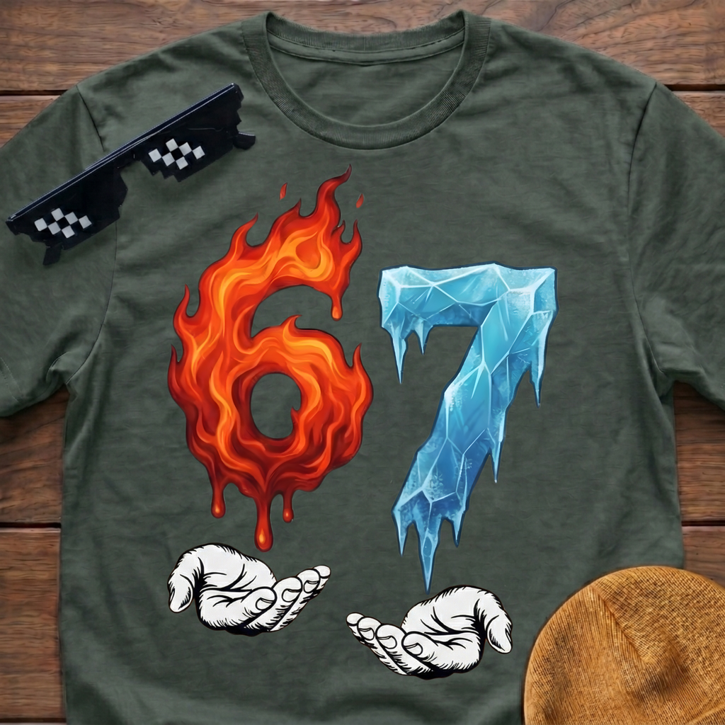 6 7 Meme Six Seven Fire & Ice T-shirt